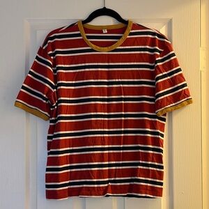 KOTN Red, White, and Blue Striped Tee with Gold Trim